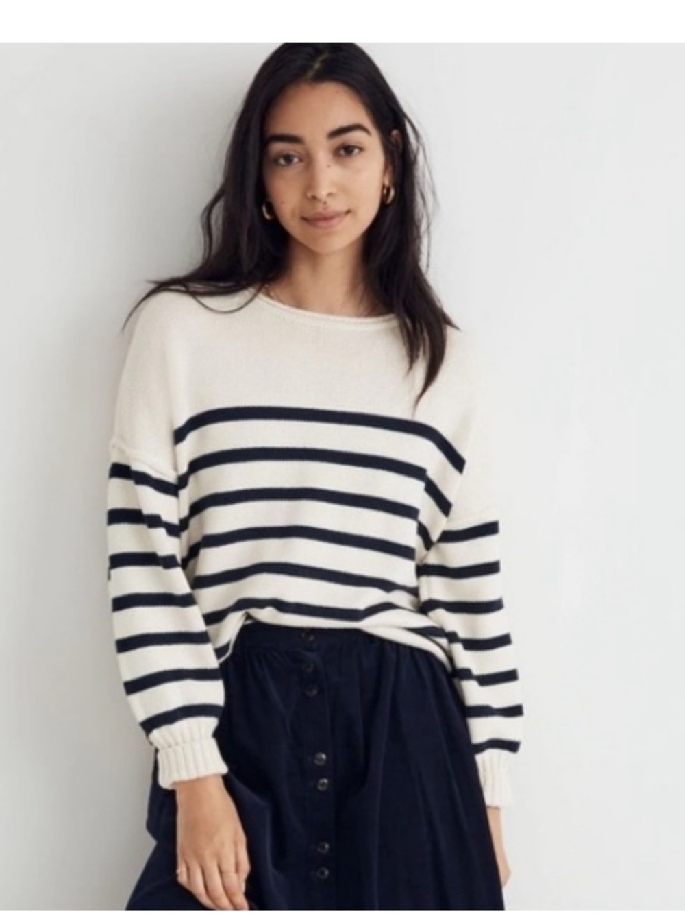 Madewell Rolled Neck Breton Striped Conway Sweater